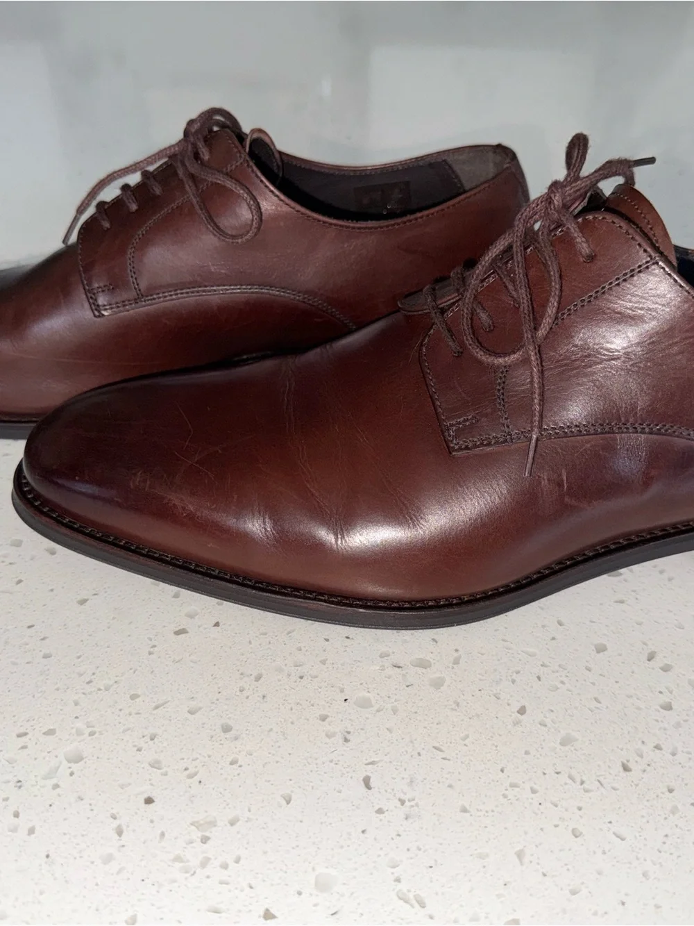 T.M.Lewin Men's Dark Brown Leather Derby Shoes